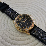 Guess Swirl Quartz Black Dial Black Silicone Strap Watch for Women - W1096L3 Authentic Buy Shop Now
