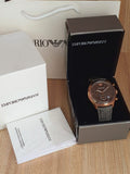 Emporio Armani Zeta Chronograph Brown Dial Gray Fabric Strap Watch for Men - AR1976 Authentic Buy Shop Now