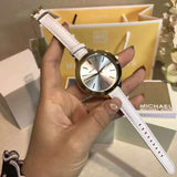 Michael Kors Slim Runway White Dial White Leather Strap Watch For Women - MK2273 Authentic Buy Shop Now