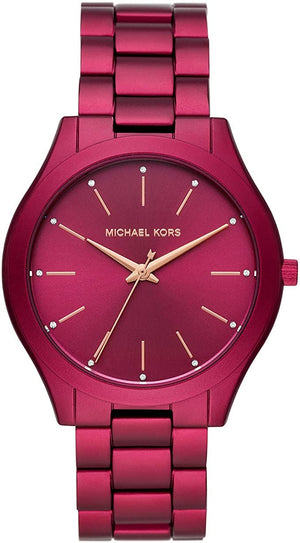 Michael Kors Slim Runway Red Dial Red Steel Strap Watch For Women - MK4505 Authentic Buy Shop Now