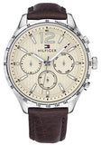Tommy Hilfiger Gavin Chronograph White Dial Brown Leather Strap Watch for Men - 1791467 Authentic Buy Shop Now