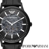 Emporio Armani Meccanico Automatic Black Dial Black Leather Strap Watch For Men - AR60042 Authentic Buy Shop Now