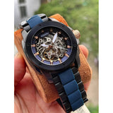 Fossil Modern Machine Automatic Skeleton Blue Dial Two Tone Steel Strap Watch for Men - ME3133 Authentic Buy Shop Now