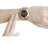 Marc Jacobs Blade Chronograph Black Dial Gold Steel Strap Watch for Women - MBM3309 Authentic Buy Shop Now
