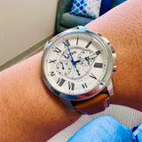 Fossil Grant Chronograph White Dial Brown Leather Strap Watch for Men - FS5060 Authentic Buy Shop Now