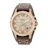 Fossil Nate Chronograph Gold Dial Brown Leather Strap Watch for Men - JR1495 Authentic Buy Shop Now