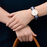 Daniel Wellington Classic Trinity White Dial Three Tone Nylon Strap Watch For Women - 0509DW Authentic Buy Shop Now