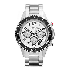 Marc Jacobs Rock Chronograph White Dial Silver Steel Strap Watch for Men - MBM5027 Authentic Buy Shop Now