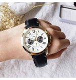 Fossil Grant Chronograph White Dial Black Leather Strap Watch for Men - FS5272 Authentic Buy Shop Now