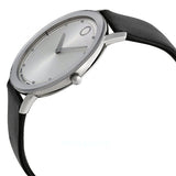 Movado Sapphire Silver Dial Black Leather Strap Watch for Men - 606694 Authentic Buy Shop Now