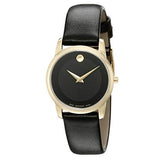 Movado Museum Classic Black Dial Black Leather Strap Watch For Women - 0606877 Authentic Buy Shop Now