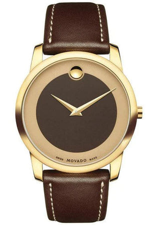 Movado Museum Classic Brown Dial Brown Leather Strap Watch For Men - 0606880 Authentic Buy Shop Now