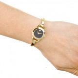 Movado Rondiro 22mm Black Dial Yellow Gold Steel Strap Watch For Women - 0606888 Authentic Buy Shop Now