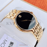 Movado Veturi Quartz Black Dial Gold Steel Strap Watch for Men - 0606934 Authentic Buy Shop Now
