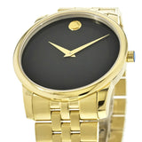 Movado Museum Black Dial Gold Steel Strap Watch For Men - 606997 Authentic Buy Shop Now