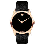 Movado Museum Classic Black Dial Black Leather Strap Watch For Men - 607060 Authentic Buy Shop Now