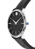 Movado Ultra Slim Black Dial Black Leather Strap Watch For Men - 0607086 Authentic Buy Shop Now