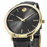Movado Ultra Slim Black Dial Black Leather Strap Watch For Women - 0607091 Authentic Buy Shop Now