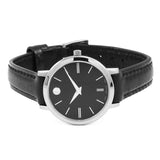 Movado Ultra Slim Black Dial Black Leather Strap Watch For Women - 0607094 Authentic Buy Shop Now