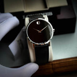 Movado Museum Classic Black Dial Black Leather Strap Watch for Men - 0607194 Authentic Buy Shop Now