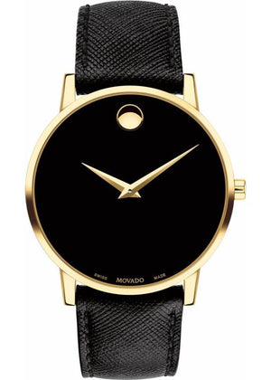 Movado Museum Classic Quartz Black Dial Black Leather Strap Watch for Men - 0607195 Authentic Buy Shop Now