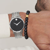 Movado Museum Classic Black Dial Silver Steel Strap Watch For Men - 606504 Authentic Buy Shop Now
