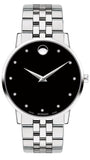 Movado Museum Classic Diamonds Black Dial Silver Steel Strap Watch for Men - 0607201 Authentic Buy Shop Now
