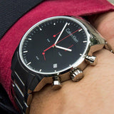Calvin Klein City Chronograph Black Dial Silver Steel Strap Watch for Men - K2G27141 Authentic Buy Shop Now