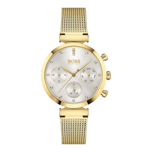 Hugo Boss Flawless White Dial Gold Mesh Bracelet Watch for Women - 1502552 Authentic Buy Shop Now