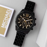 Michael Kors Lexington Chronograph Black Dial Black Steel Strap Watch for Men - MK8603 Authentic Buy Shop Now