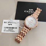 Coach Delancey Mother of Pearl White Dial Rose Gold Steel Strap Watch for Women - 14502479 Authentic Buy Shop Now