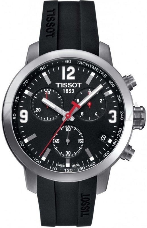 Tissot PRC 200 Chronograph Black Dial Black Rubber Strap Watch for Men - T114.417.17.057.00 Authentic Buy Shop Now
