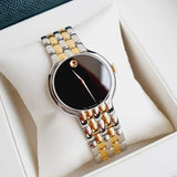 Movado Veturi Quartz Black Dial Two Tone Steel Strap Watch for Men - 0606932 Authentic Buy Shop Now