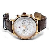 Tommy Hilfiger Evan White Dial Brown Leather Strap Watch for Men - 1710394 Authentic Buy Shop Now