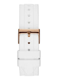 Guess Confetti Crystal Rose Gold Dial White Silicone Strap Watch For Women - W1098L5 Authentic Buy Shop Now