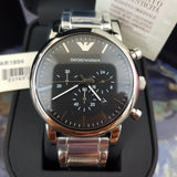Emporio Armani Luigi Black Dial Silver Steel Strap Watch For Men - AR1894 Authentic Buy Shop Now
