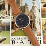 Fossil Tailor Date-Day Quartz Blue Dial Brown Leather Strap Watch for Women - ES4257 Authentic Buy Shop Now