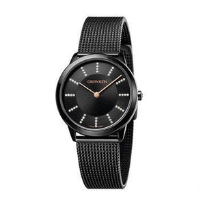 Calvin Klein Minimal Diamonds Black Dial Black Mesh Bracelet Watch for Women - K3M22X2X Authentic Buy Shop Now