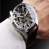 Emporio Armani Meccanico Automatic Black Dial Leather Strap Watch For Men - AR4629 Authentic Buy Shop Now