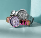 Guess Dahlia Analog Silver Dial Purple Leather Strap Watch For Women - GW0529L4 Authentic Buy Shop Now