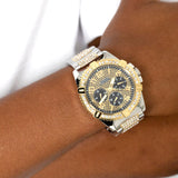 Guess Frontier Chronograph Crystals Silver Dial Two Tone Steel Strap Watch for Men - W0799G4 Authentic Buy Shop Now