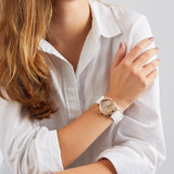Guess Confetti Crystal Rose Gold Dial White Silicone Strap Watch For Women - W1098L5 Authentic Buy Shop Now