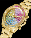 Guess Confetti Chronograph Rainbow Dial Gold Steel Strap Watch For Women - GW0483L4 Authentic Buy Shop Now