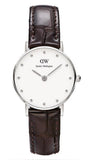Daniel Wellington York White Dial Brown Leather Strap Watch For Women - DW00100069 Authentic Buy Shop Now