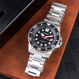 Citizen Mechanical Black Dial Silver Steel Strap Watch For Men - NJ0120-81E Authentic Buy Shop Now