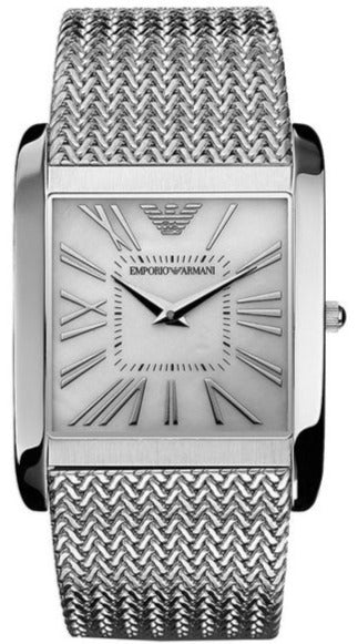 Emporio Armani Super Slim Quartz White Dial Silver Mesh Bracelet Watch For Women - AR2015 Authentic Buy Shop Now