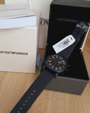 Emporio Armani Luigi Chronograph Black Dial Black Leather Strap Watch For Men - AR11133 Authentic Buy Shop Now