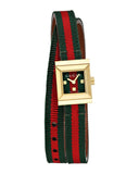 Gucci G-Frame Multicolored Dial Two Tone Nylon Strap Watch For Women - YA128527 Authentic Buy Shop Now