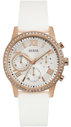 Guess Solar White Dial White Rubber Strap Watch For Women - W1135L1 Authentic Buy Shop Now