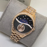 Michael Kors Lauryn Blue Dial Rose Gold Steel Strap Watch for Women - MK3723 Authentic Buy Shop Now
